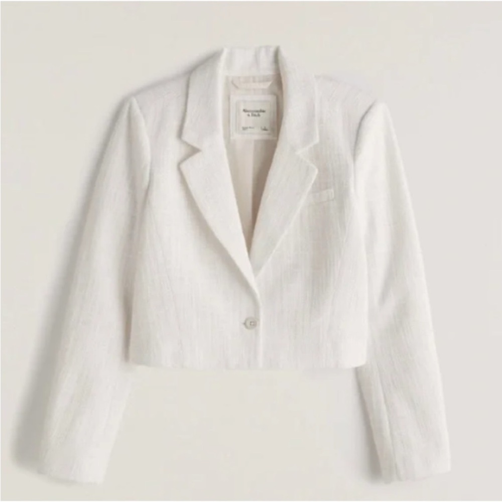 Abercrombie & Fitch White Cropped Tweed Blazer Size Small